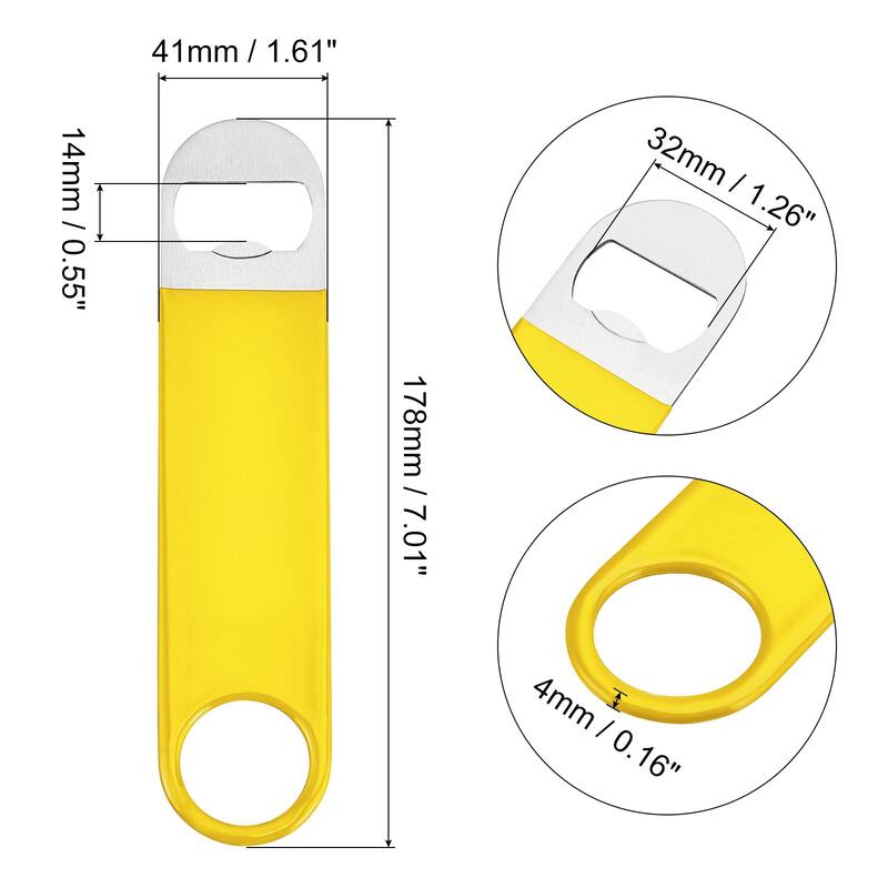 Bottle Opener, 3pcs 7" Stainless Steel Flat Beer Bottle Opener