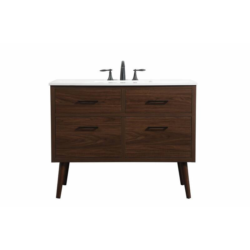 Elegant Lighting VF41042M Boise 42" Free Standing Single Basin Vanity - Walnut - Wood Finish