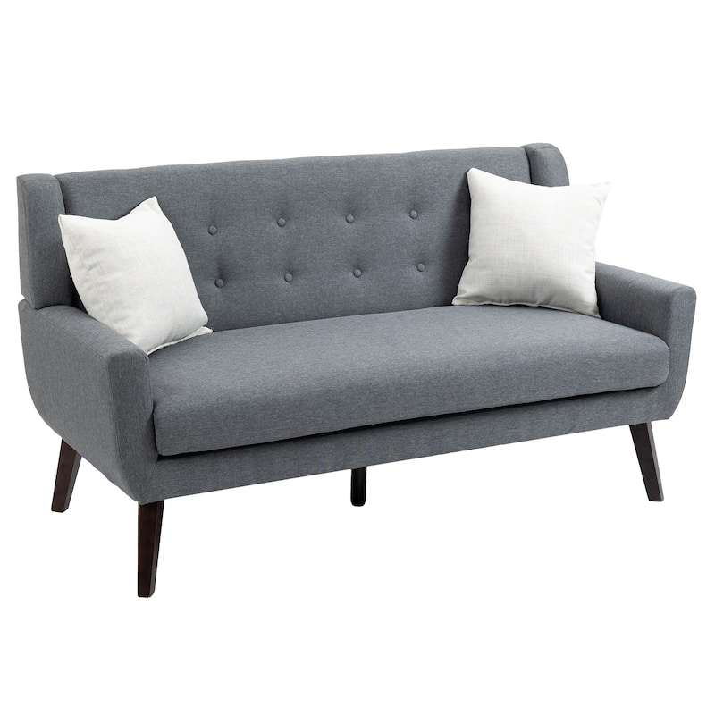 Modern 63-Inch Linen Tufted Loveseat Sofa with Pillows