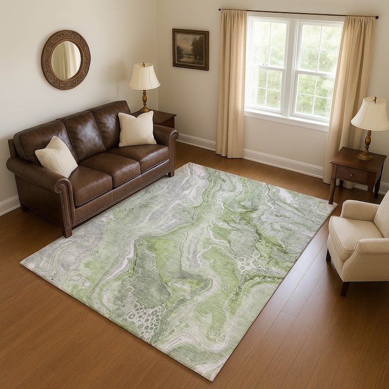 Premium Washable Super Soft Modern Glam Mayfield Rug - Aloe - 2'6" x 3'10"