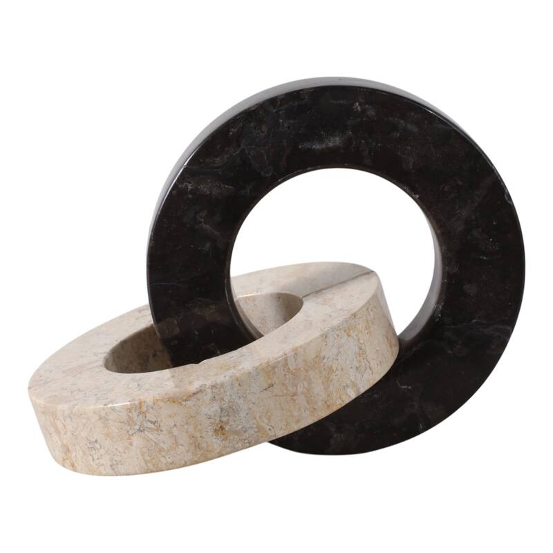 Stone Marble Decorative Object Modern Ring Design for Home - 7" Ivory - 10" x 7" x 7"