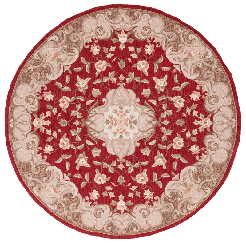 SAFAVIEH Handmade Easy Care Abida Oriental Rug - 8' Round - Rust/Sage