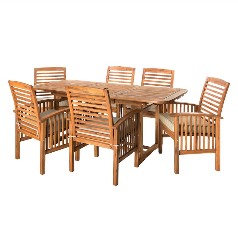 Middlebrook Surfside 7-Piece Acacia Outdoor Extension Dining Set - 55-79 x 35 x 30h