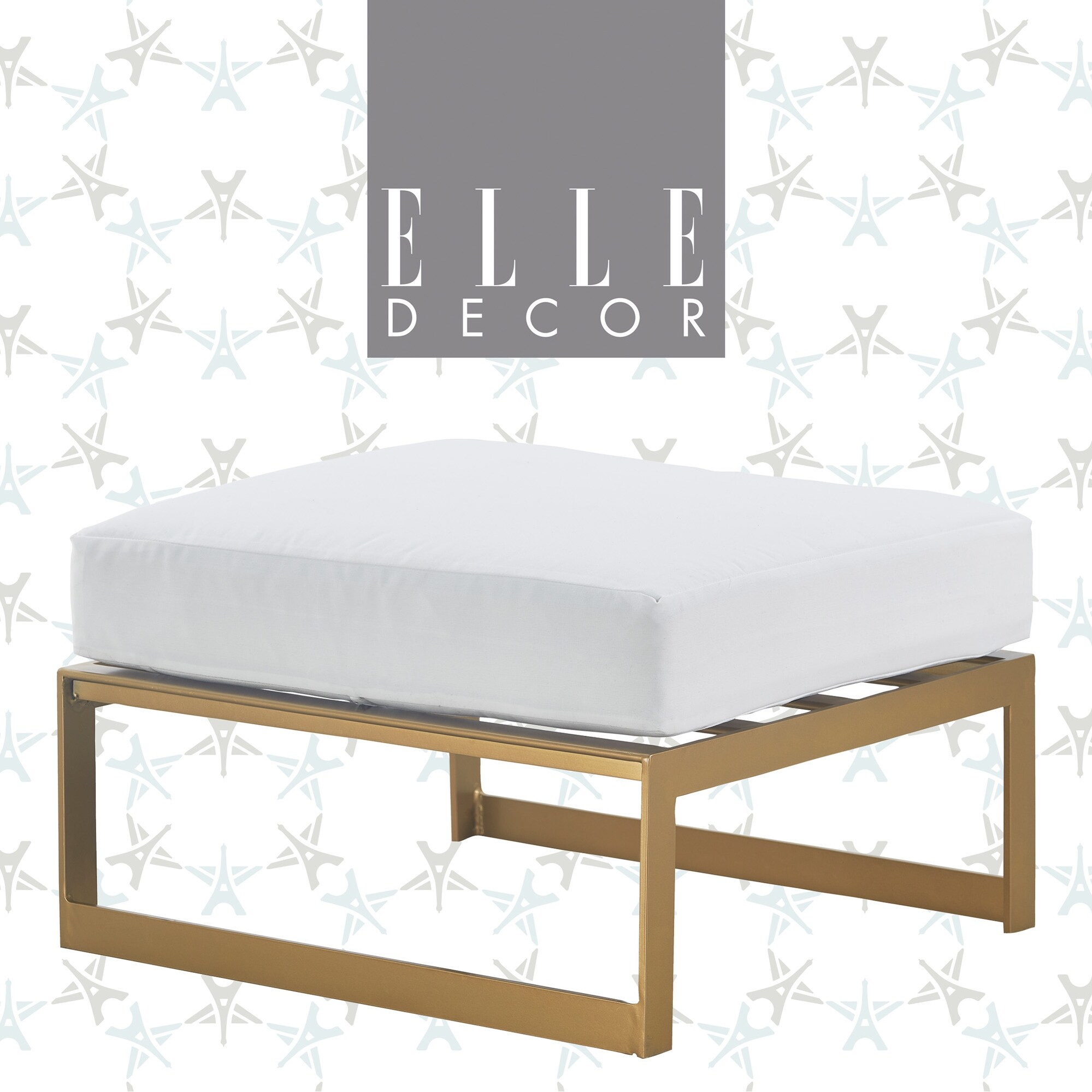Shop Elle Decor Mirabelle Outdoor Ottoman French Gold On Sale
