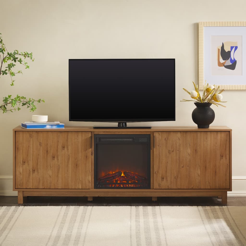 Walker Edison 70-inch TV Stand with Electric Fireplace