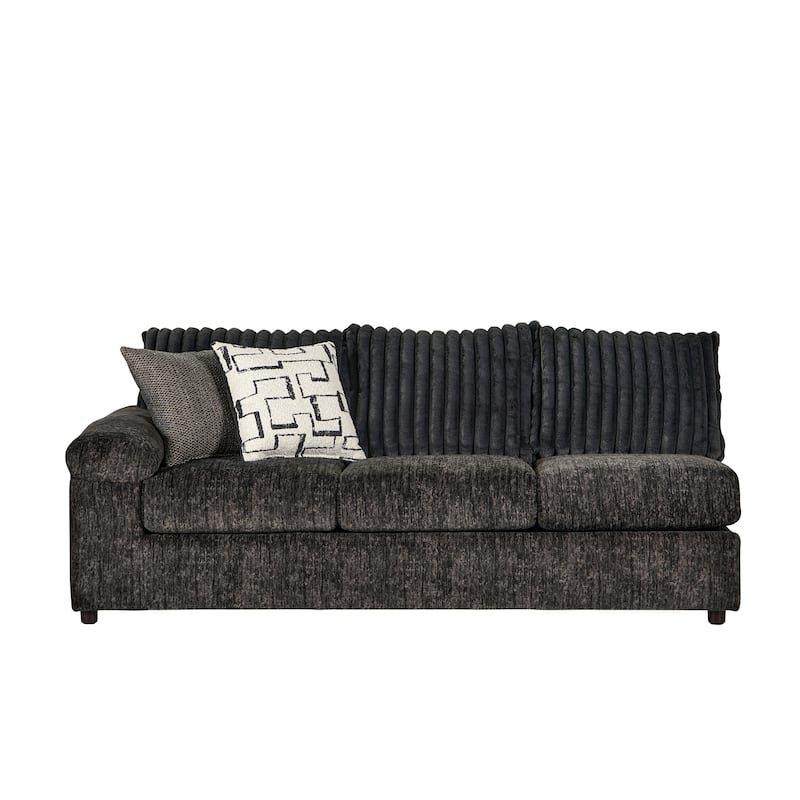 Roundhill Furniture Nason Wide Wale Corduroy Sectional Sofa Chaise with Ottoman