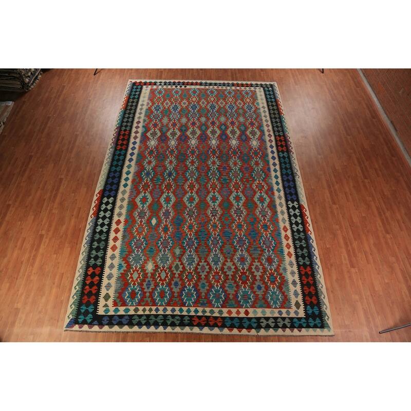 Southwestern Style Kilim Oriental Large Rug Flatweave Wool Carpet - 10'5"x 16'0"