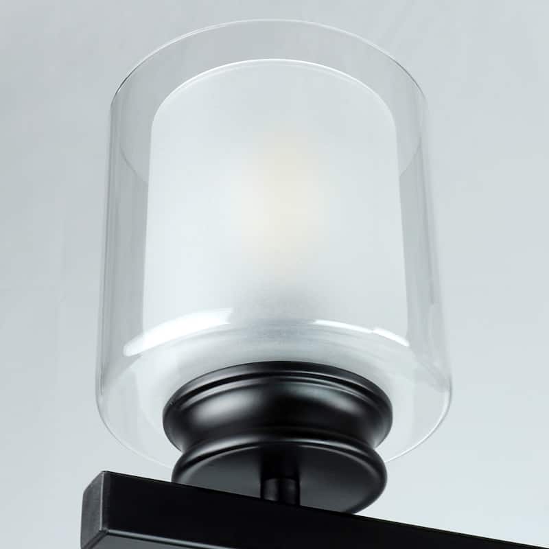 Depuley 4-Light Vintage Farmhouse Metal Linear Chandelier with Glass Shade Black