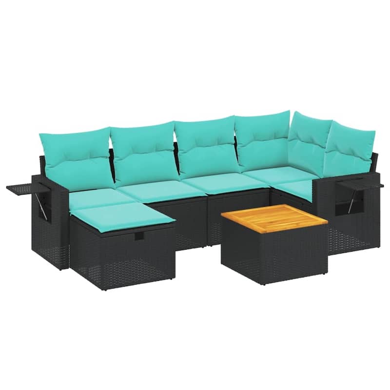 vidaXL Patio Sofa Set with Cushions Outdoor Furniture 7 Piece Poly Rattan