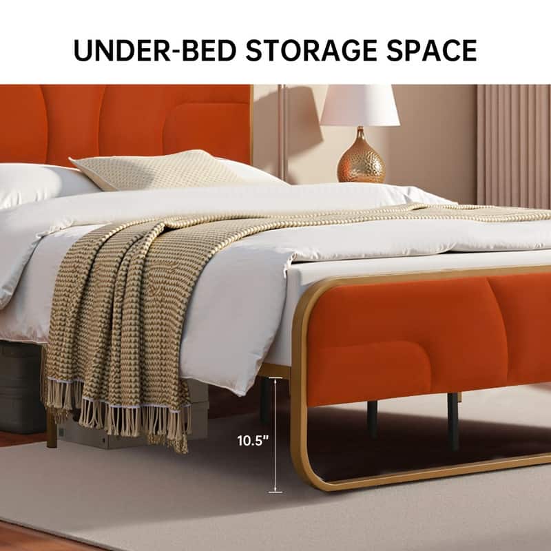 Modern Velvet Platform Bed