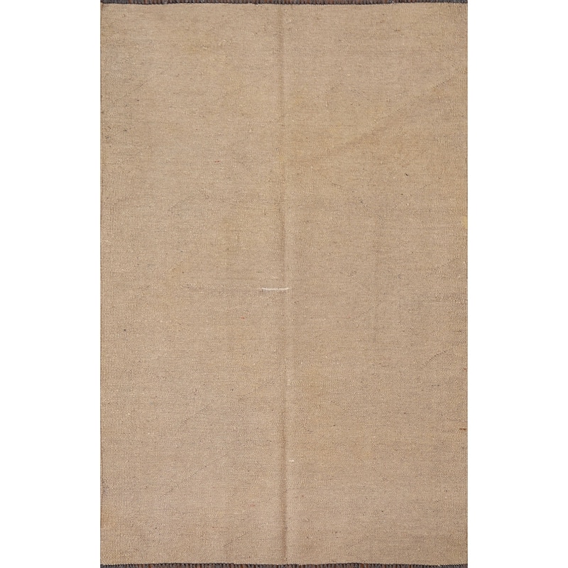 Contemporary Kilim Area Rug Hand-woven Reversible Wool Carpet - 3'10"x 5'7"