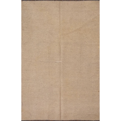 Contemporary Kilim Area Rug Hand-woven Reversible Wool Carpet - 3'10"x 5'7"