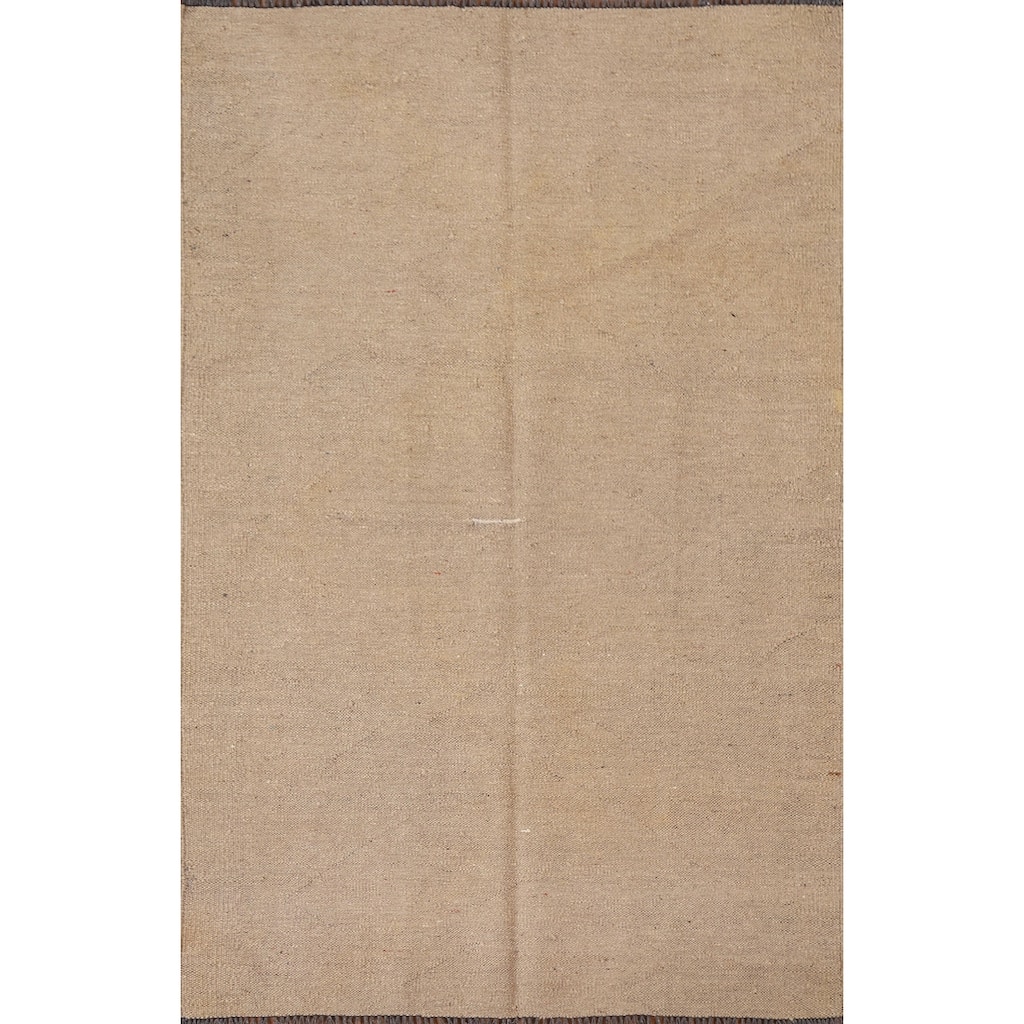 Contemporary Kilim Area Rug Hand-woven Reversible Wool Carpet - 3'10"x 5'7"