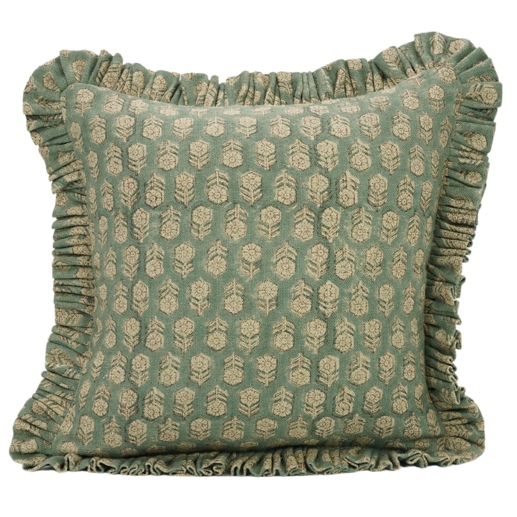 Living Room Green Frill Pillow Cover By Fabdivine - Tulsibutti