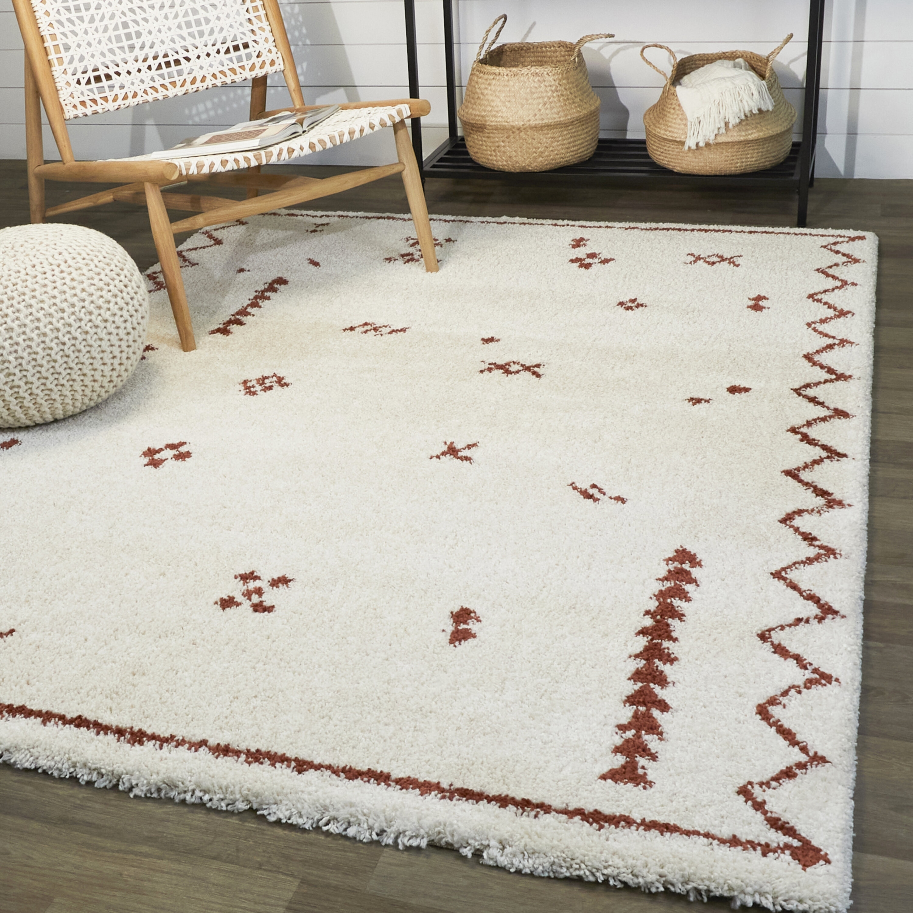 Eila Geometric Southwestern Shag Area Rug