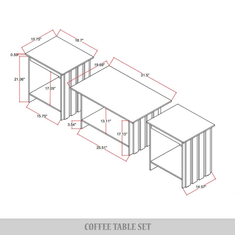 CraftPorch Luxury Wooden Coffee Table Set