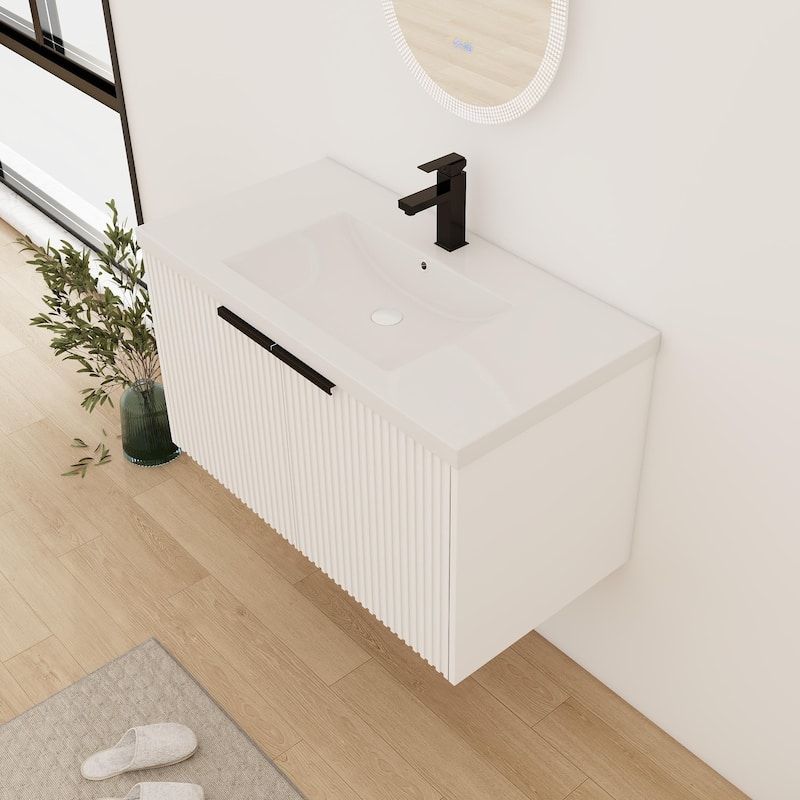 Bathroom Vanity With Sink In 36 Inch, Floating Bathroom Vanity With Soft Close Door
