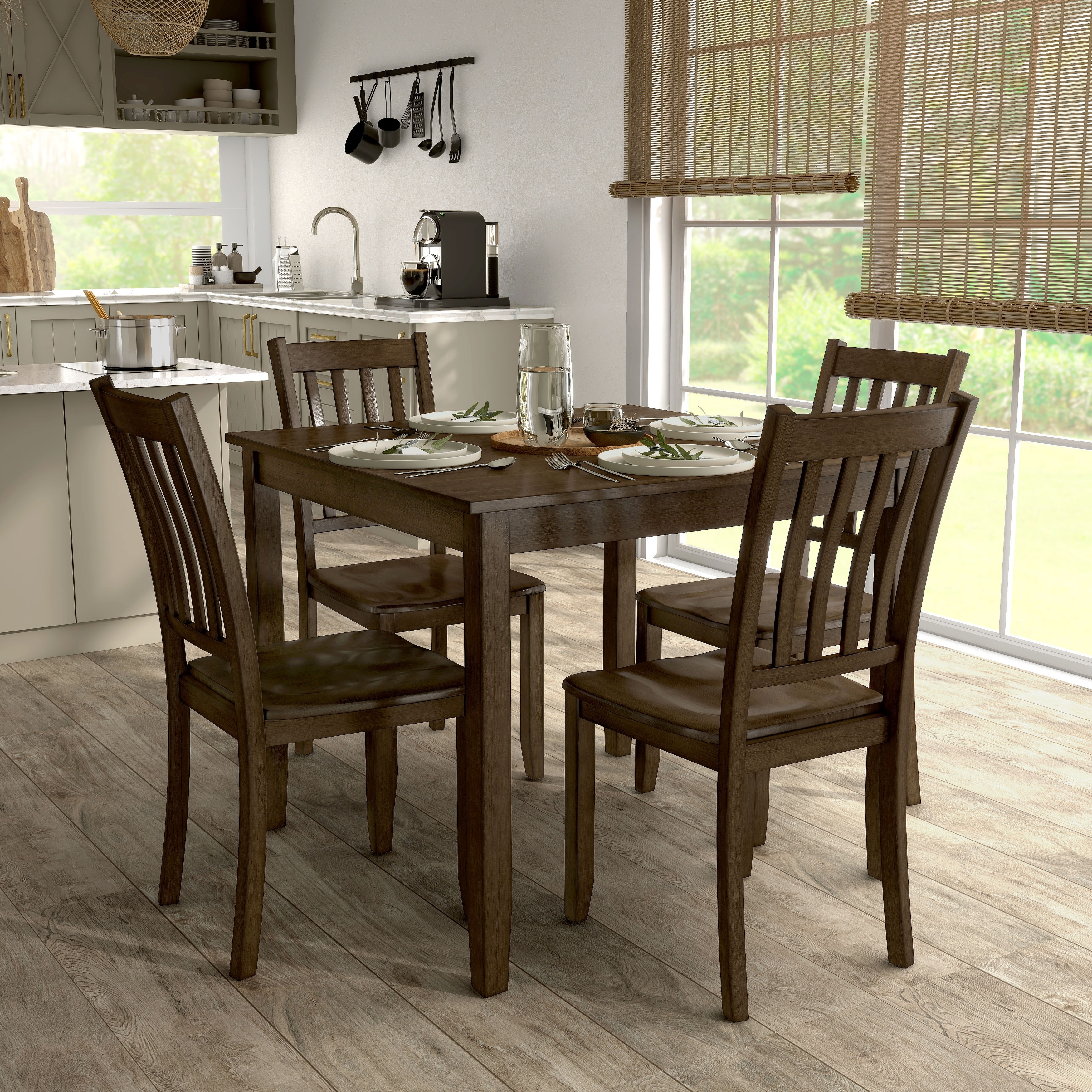 DH Basic Tranditional Solid Wood 5-Piece Dining Table Set by