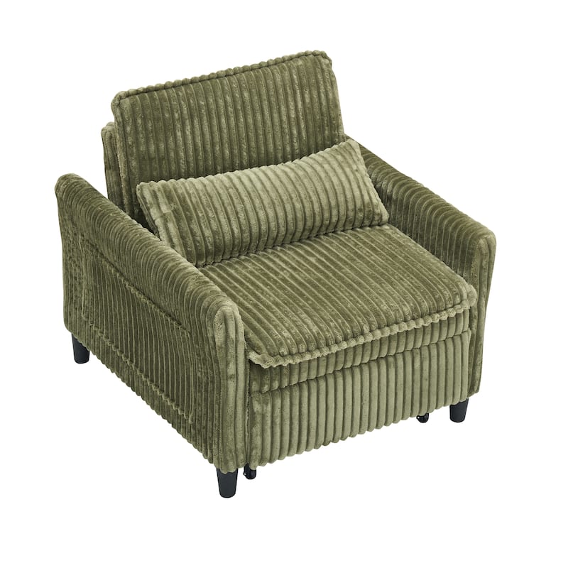Corduroy Accent Chair Convertible Chaise Lounge, Single Sofa Chair Lounge Chair Pull-out Sleeper Sofa Bed