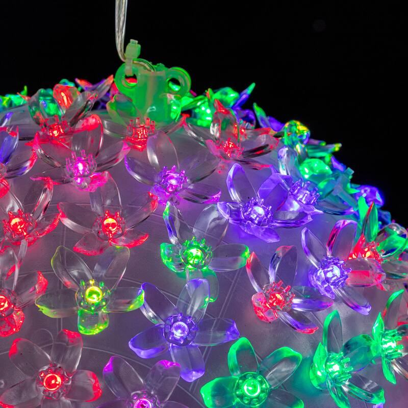 Alpine Corporation 8"H Indoor/Outdoor Christmas Flashing Sphere Hanging Ornament with LED Lights