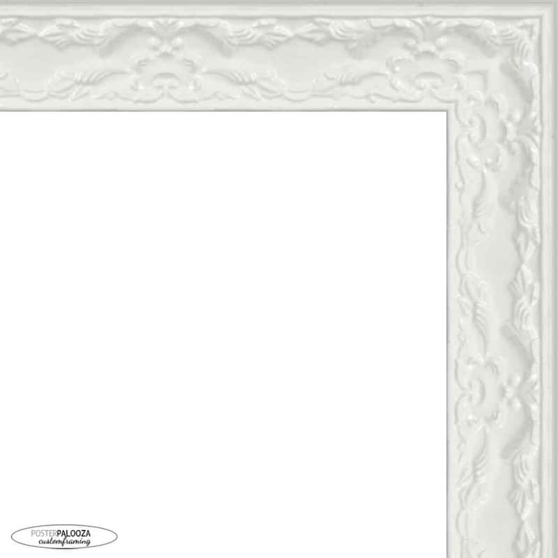 12x17 Frame Ornate Glossy White Complete Wood Picture Frame with UV