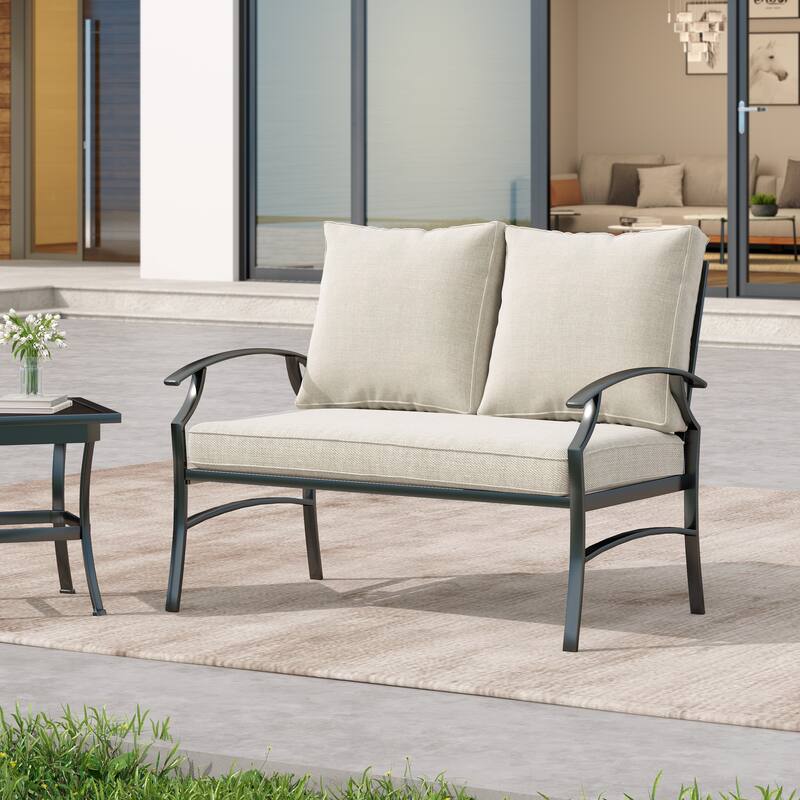 Outdoor Patio Metal 74" W Sofa/ 50" W Loveseat with Cushions