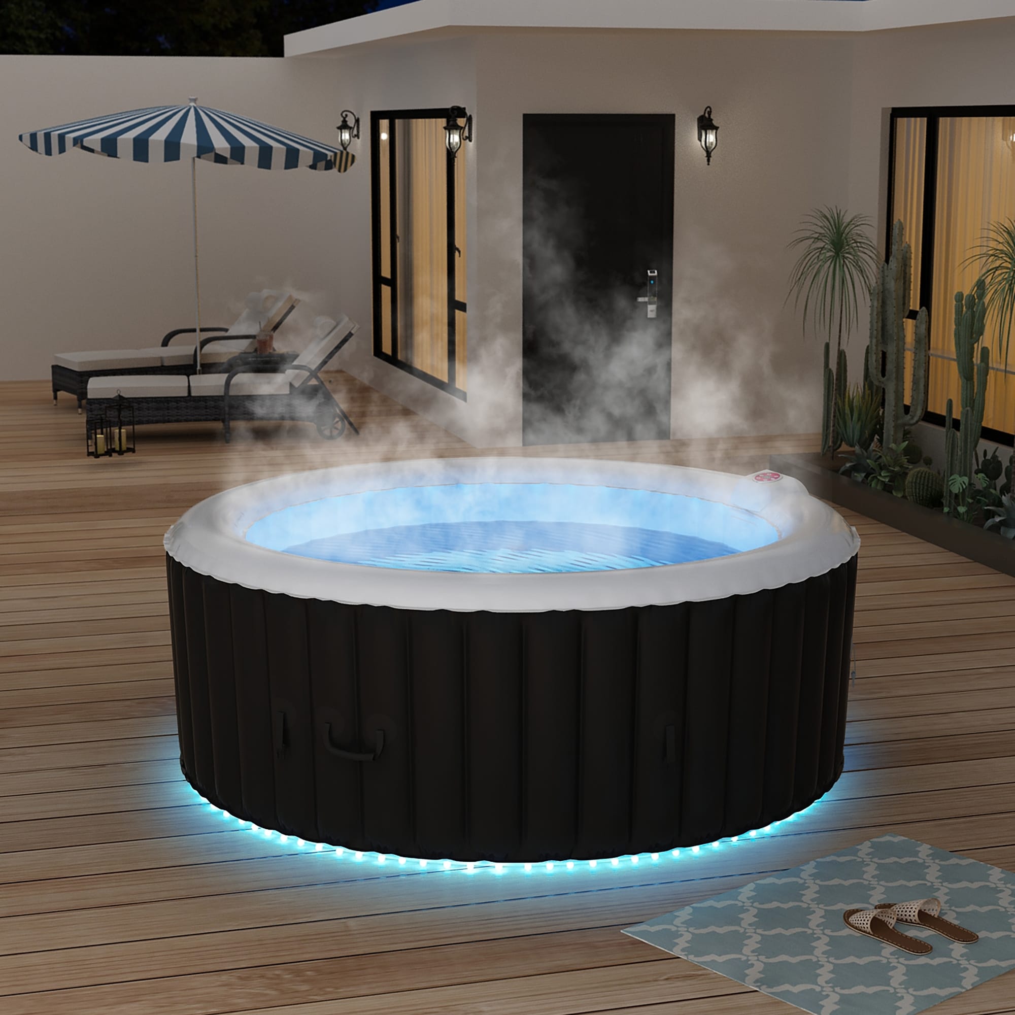 2-6- Person Square Spa Outdoor Indoor Inflatable Portable Hot Tub Spa  AirJet Bubbles - Bed Bath & Beyond - 35427740