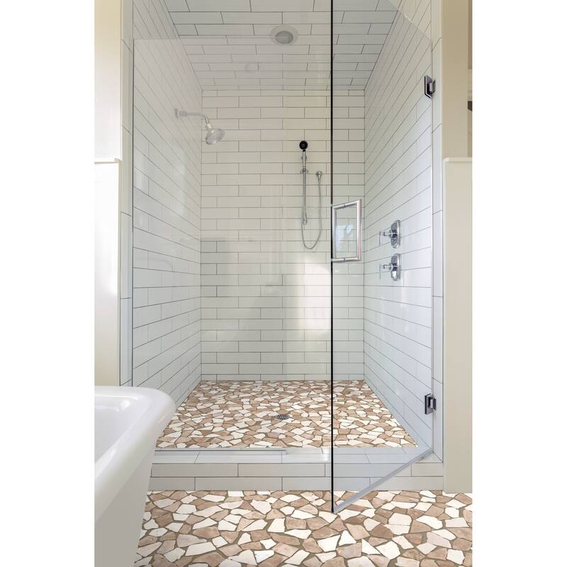 Fit Mosaic 11 in. x 11 in. Marble Mesh-Mounted Mosaic Wall and Floor Tile