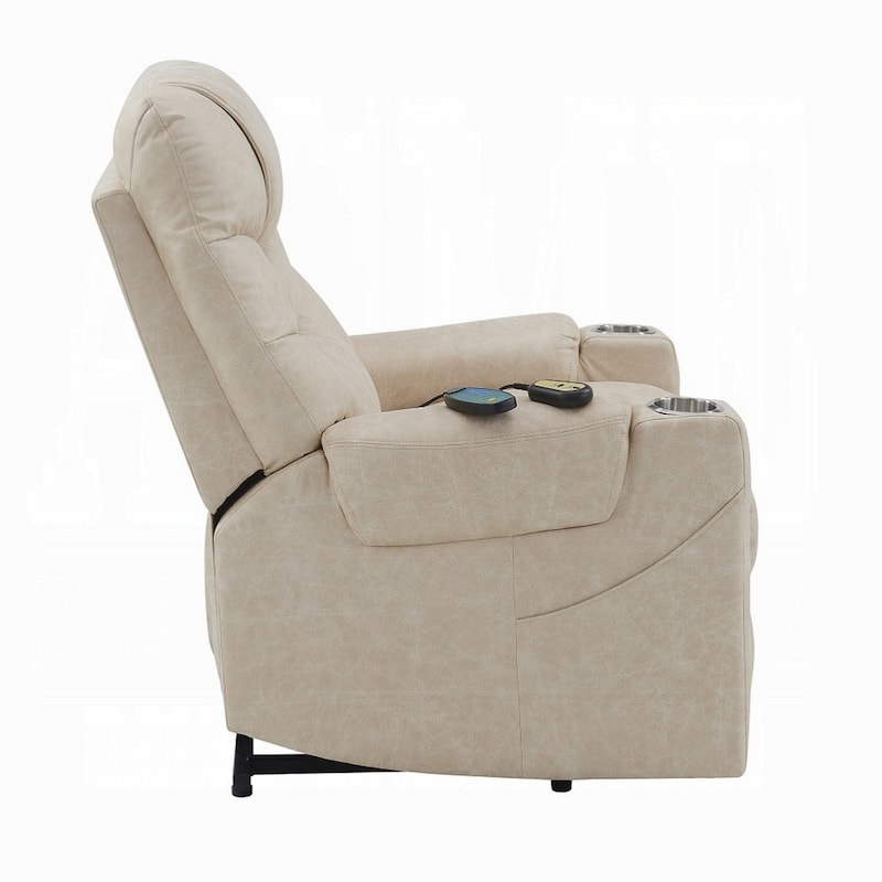 Aira Power Recliner Lift Chair with Heating Massage, Gray Faux Leather
