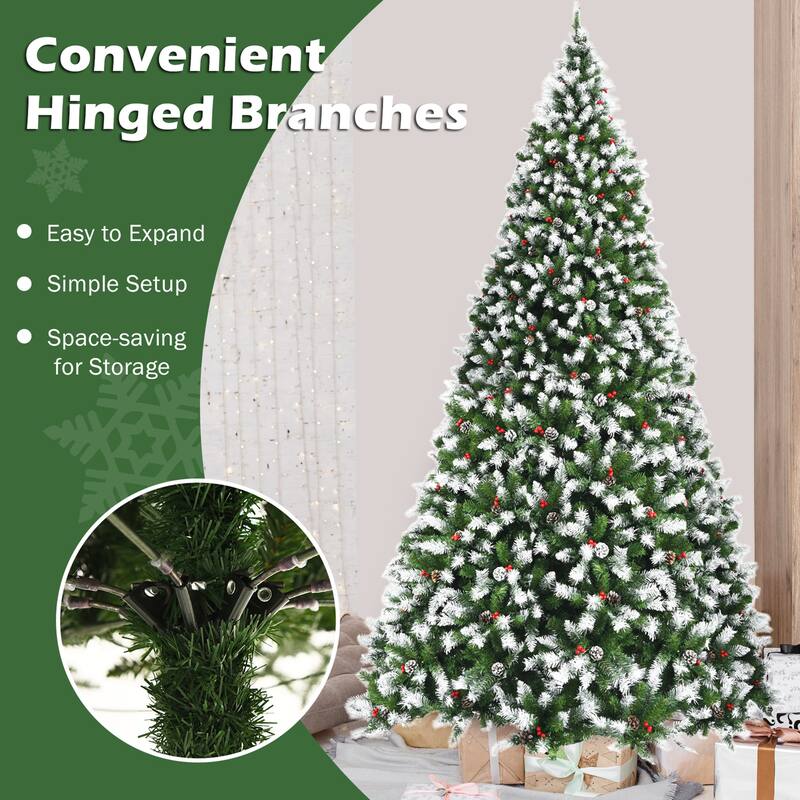 Gymax 6/7.5/9 FT Pre-lit Snow Sprayed Christmas Tree Artificial Xmas - See details
