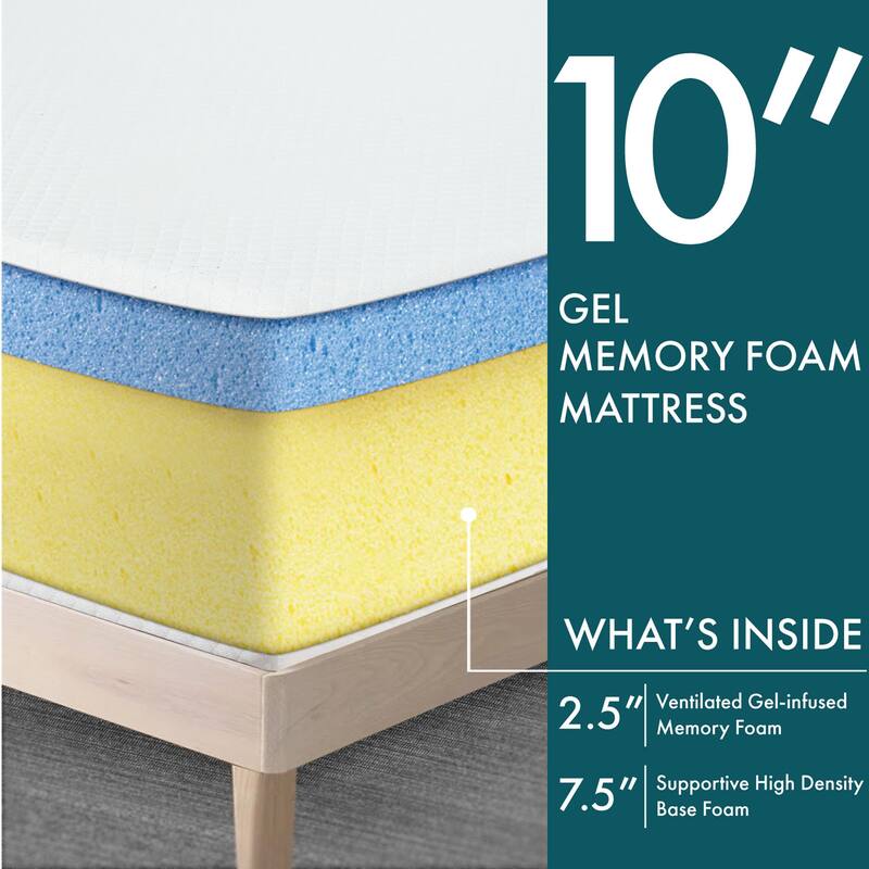 DH BASIC 10 Inch Hypoallergenic CertiPUR-US Gel Memory Mattress by Denhour