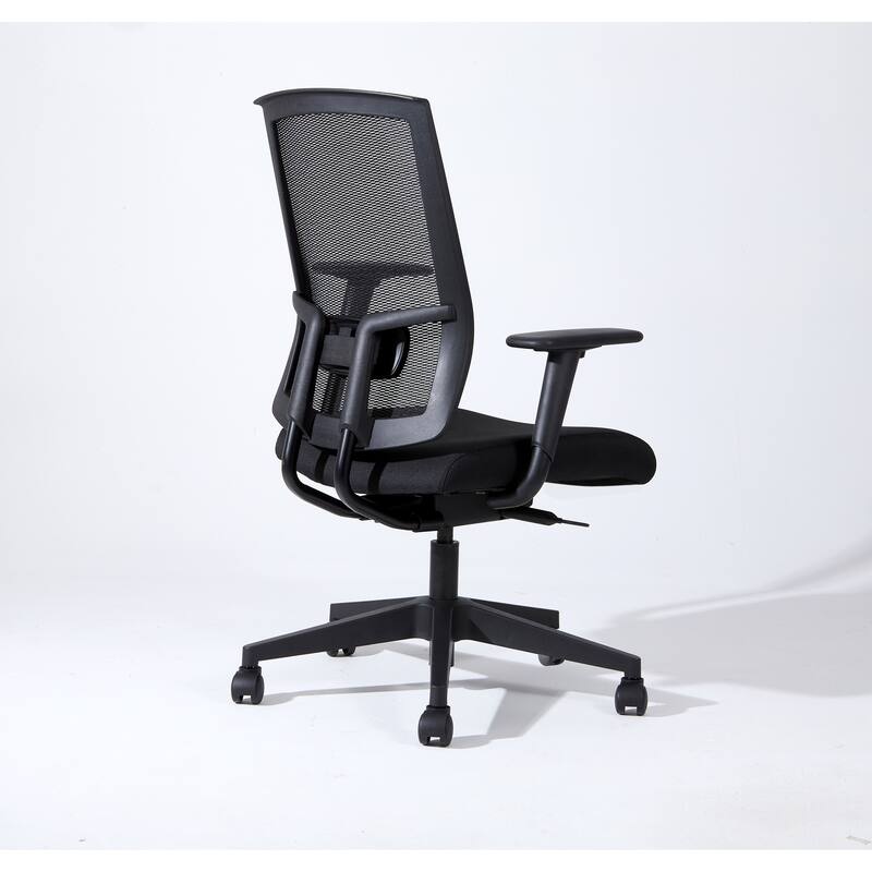 Complus Polyester Seat Pro Ergonomic High Back Office Task Mesh Chair 27"H in Black Color With Arms