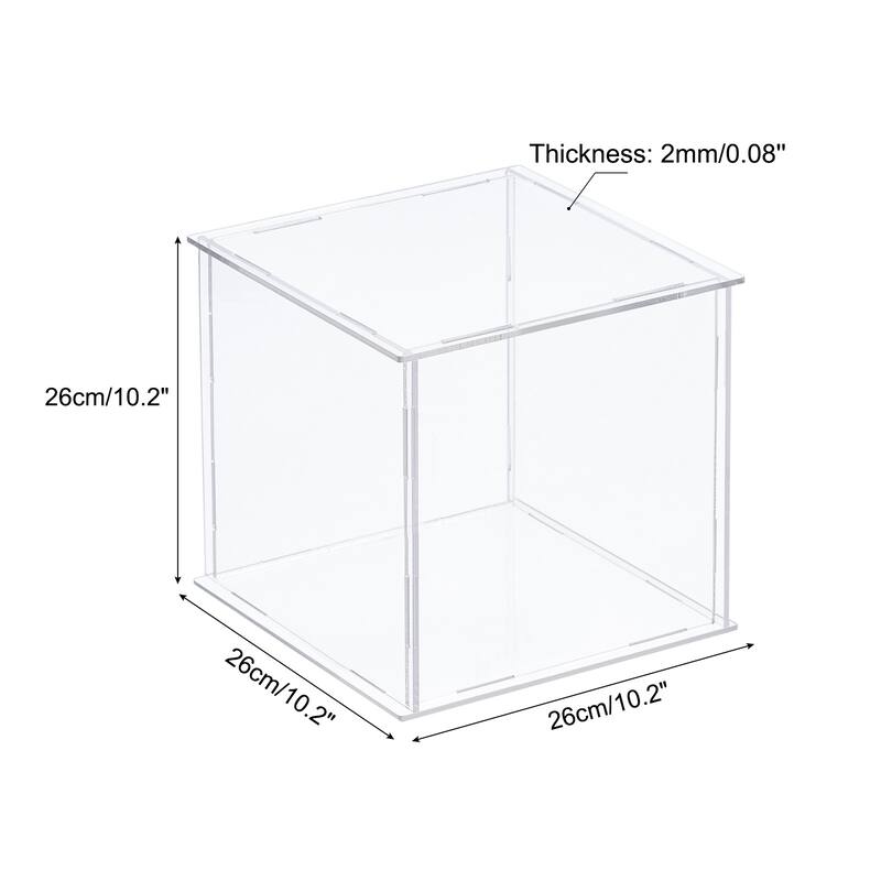 Display Case, Acrylic Box Assemble Dustproof Showcase for Collectibles - Clear - 9.8x9.8x9.8inch