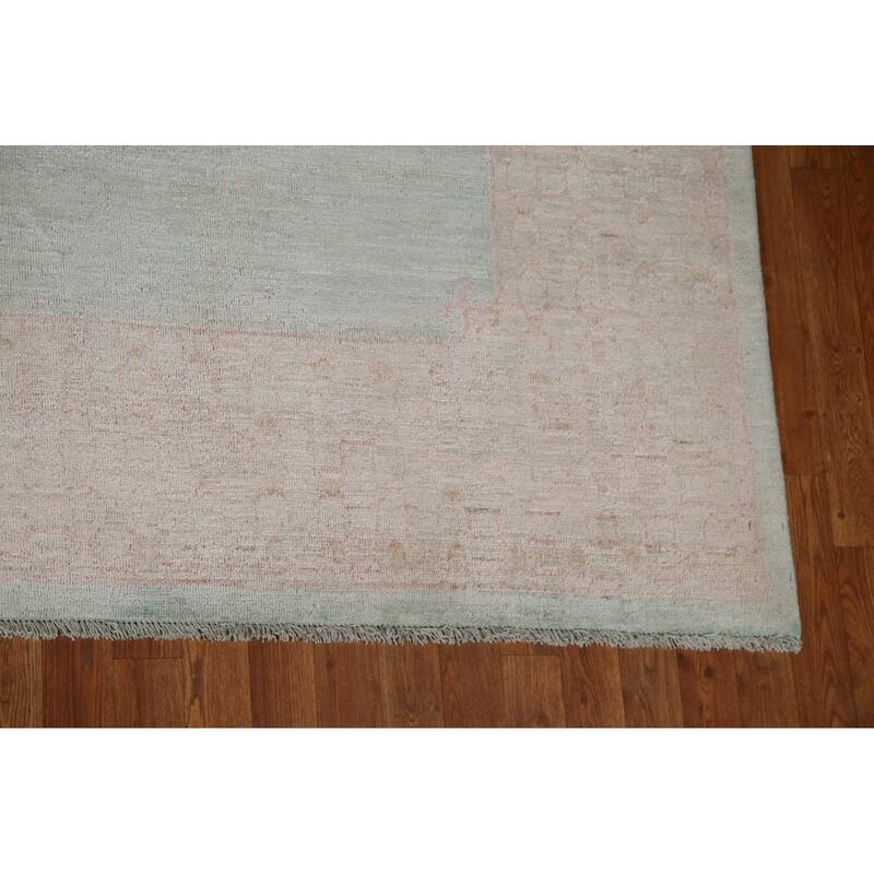 Hand Knotted Oriental 100% Wool Carpet Transitional Abstract Navy Blue & Blues Oushak Area Rug - 13' 9'' X 9' 11''