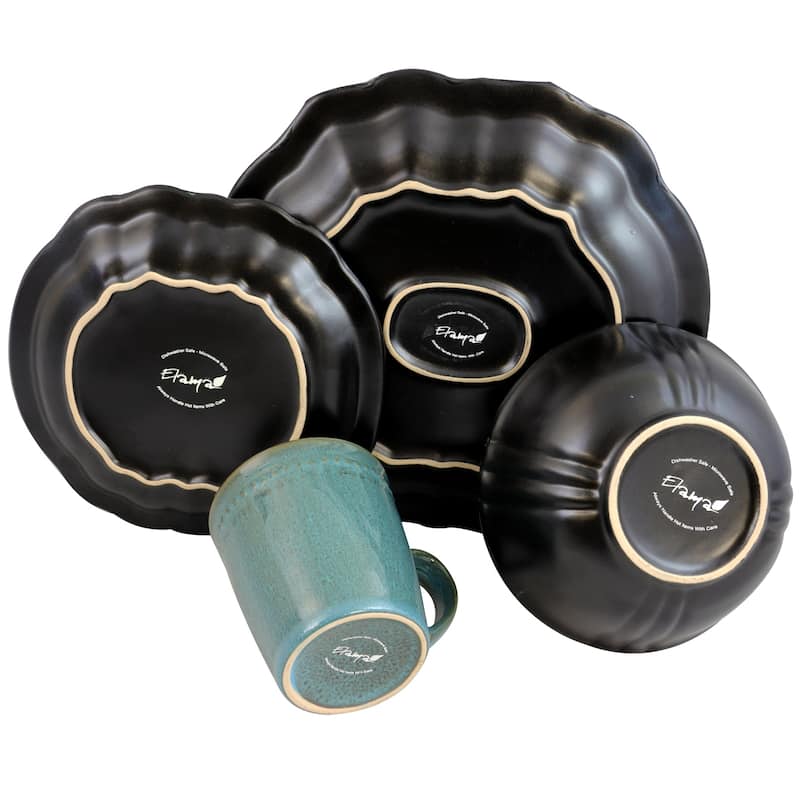 Elama Coral Reef 16-piece Teal Vintage Luxury Dinnerware Set