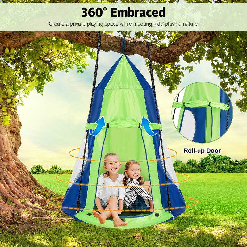 2 in 1 Kids Detachable Hanging Chair Swing Tent Set Swing Play House