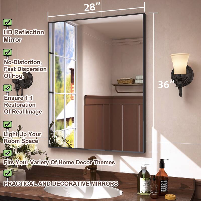 QuivaraView Wall Mounted Aluminum Frame Bathroom Vanity Mirror