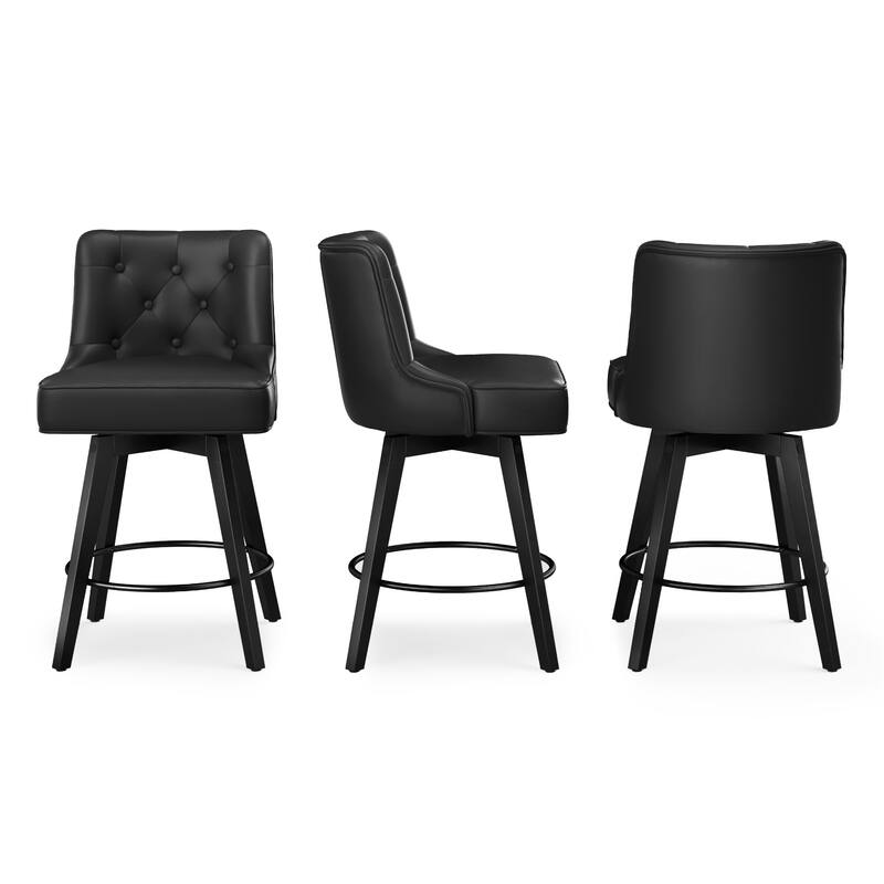 Modern 26 in. Counter Height Barstool Upholstered Fabric/Faux Leather Swivel Bar Stools with Back