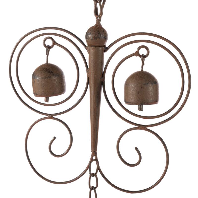 Glitzhome 8.5ft 8-Piece Faux Copper Butterfly Shaped Rain Chain with V-Shaped Gutter Clip