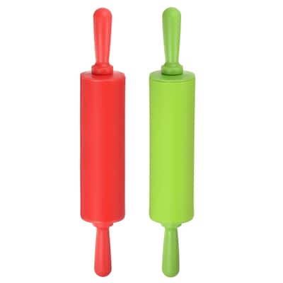 Silicone Rolling Pins for Baking 30cm x 4.2cm Red & Green - Red & Green