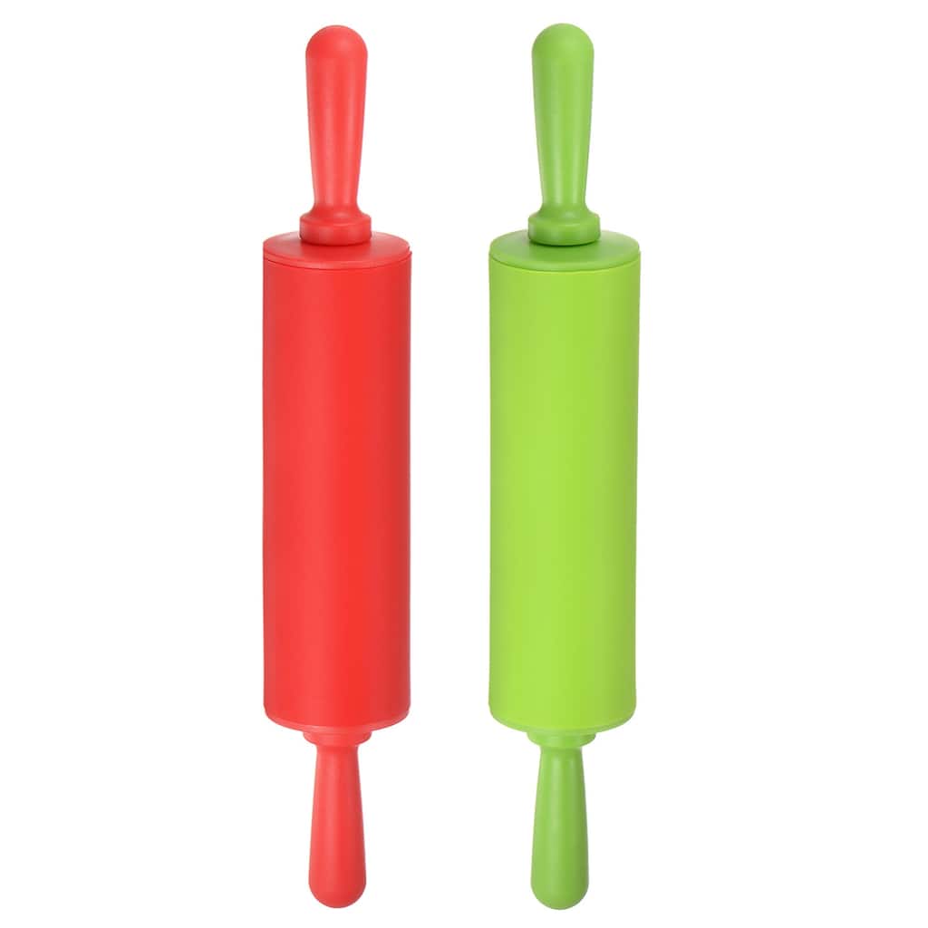 Silicone Rolling Pins for Baking 30cm x 4.2cm Red & Green - Red & Green