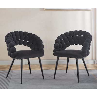 Modern chair(set of 2 ) with golden color iron tube legs, soft cushions and comfortable backrest