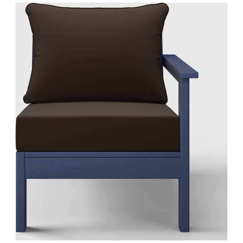 Birchwood All Weather HDPE Outdoor Patio Deep Seating Navy Blue Right Arm Facing Chair With Cushions (1-Piece)