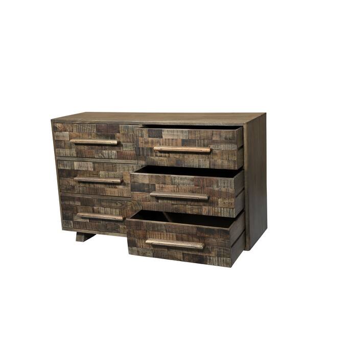 HomeRoots 57" Brown Solid Wood Six Drawer Dresser