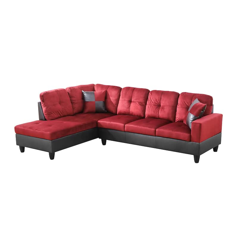 Red Flannel And PVC 3-Piece Couch Living Room Sofa Set