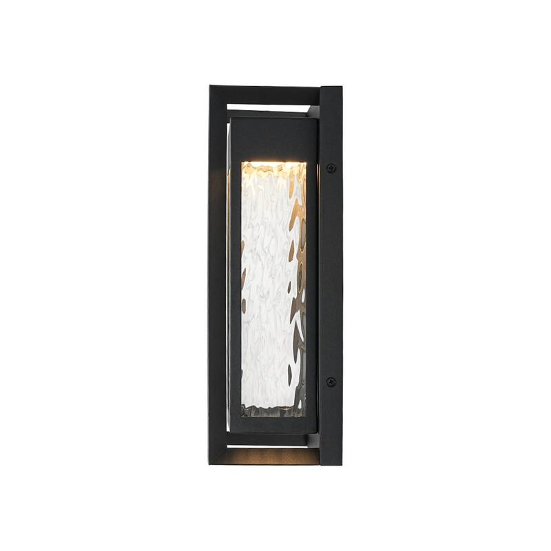 Dimmable LED Rectangle Frame Water Patterned Exterior Wall Sconce - 7.9 in