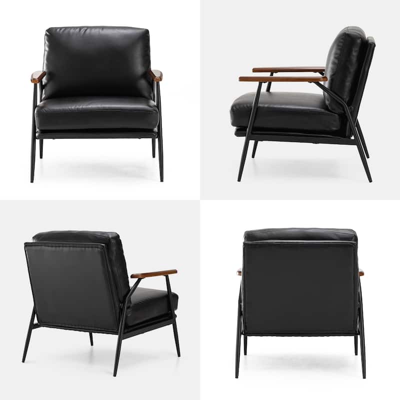 Glitzhome Leatherette Accent Armchair With Metal Frame