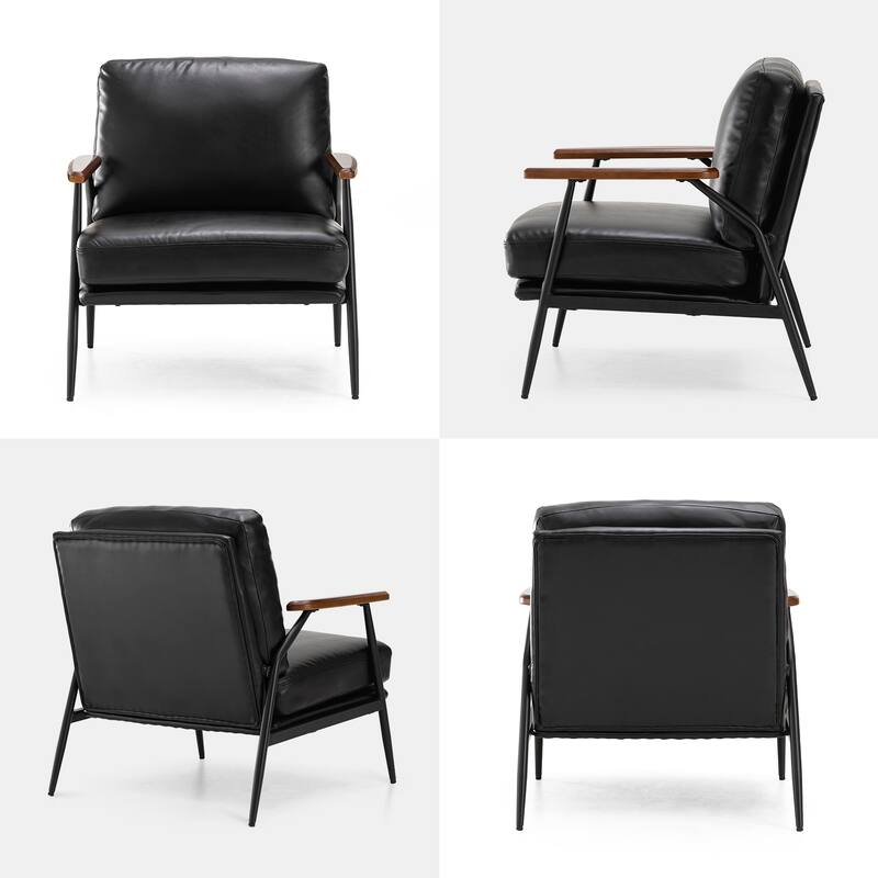 Glitzhome Set of 2 28"W Modern Soft PU Leather Accent Armchair - 28" W x 31" D x 30.75" H