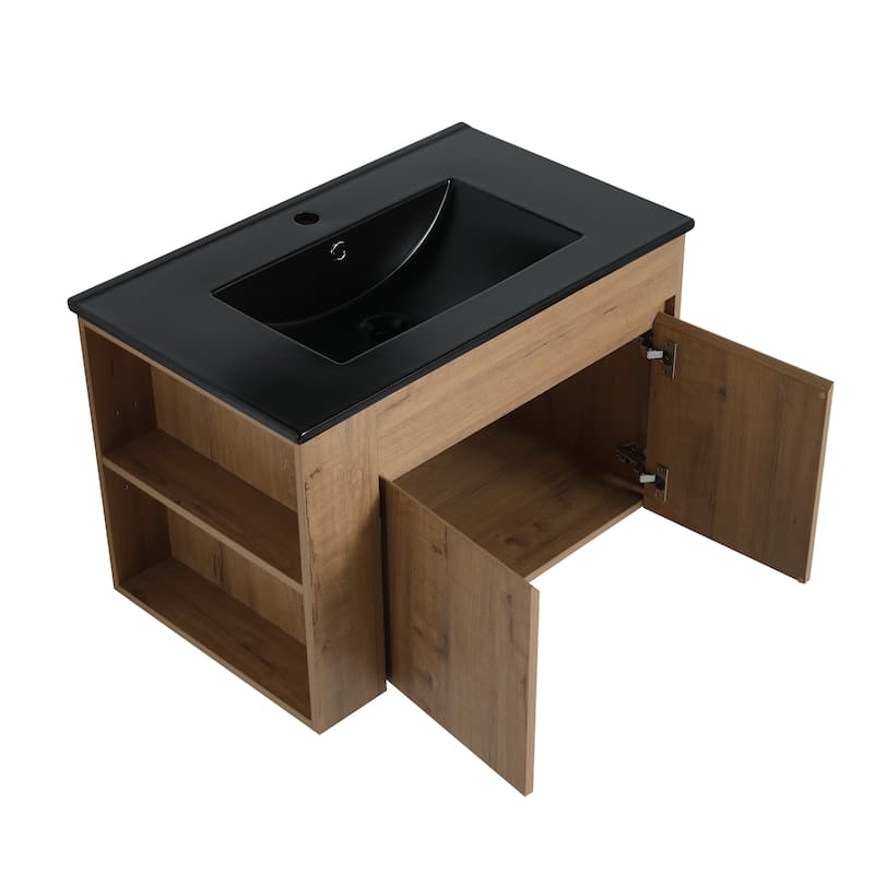 Bathroom Vanity With Sink In 30 Inch, Floating Bathroom Vanity With Soft Close Door and Shelf