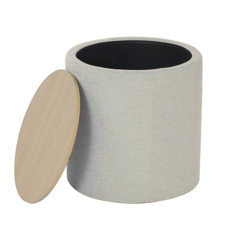 HomePop Storage Ottoman with Wood Top